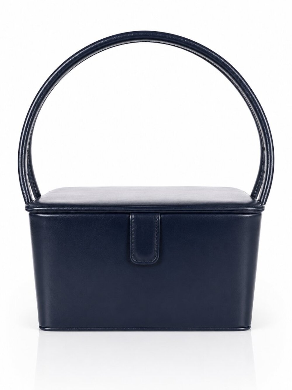Vintage 50s THEODOR California Navy Blue Leather Box Handbag